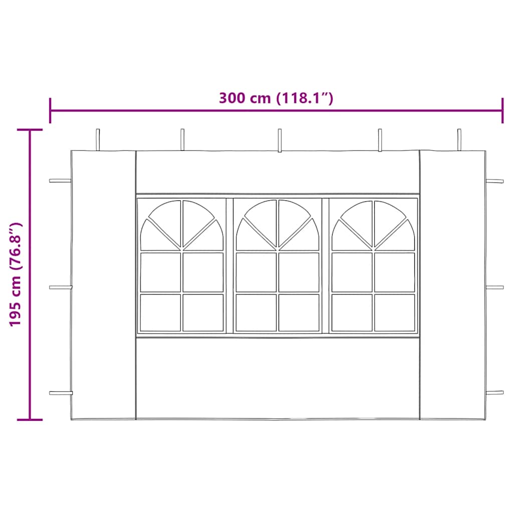 vægge til festtelt 2 stk. med vindue PE blå