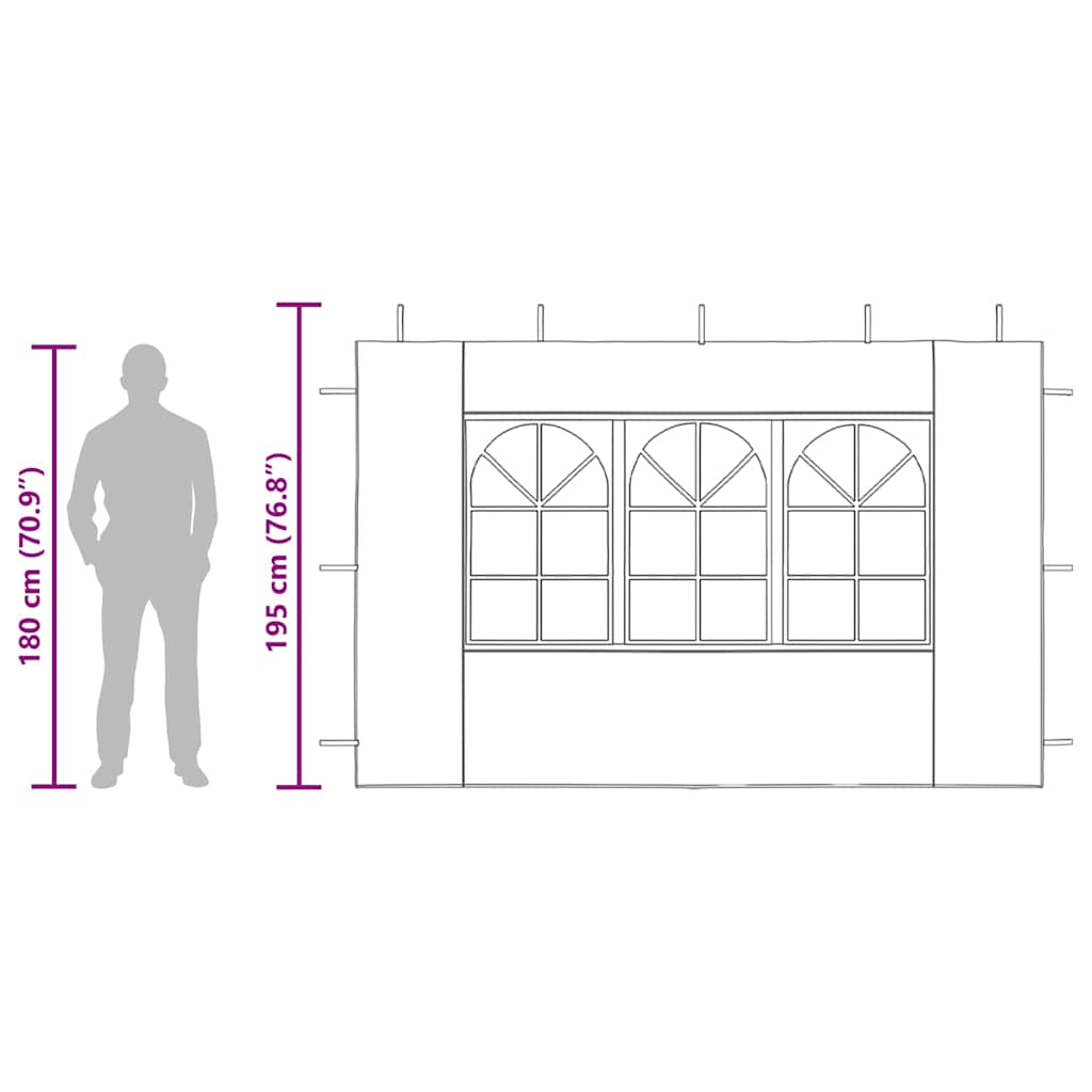 vægge til festtelt 2 stk. med vindue PE blå