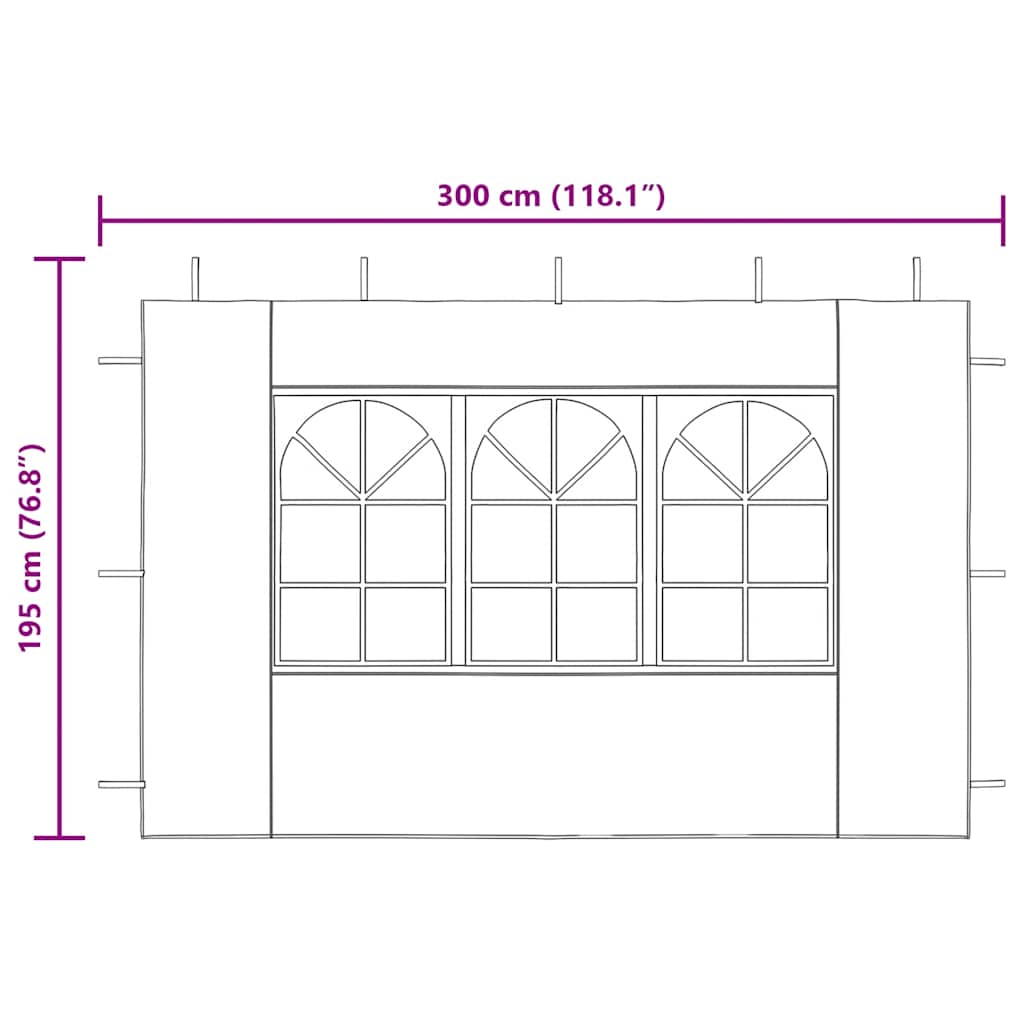 vægge til festtelt 2 stk. med vindue PE antracitgrå