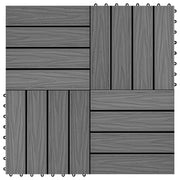 11 stk. terrassefliser med prægning 30x30 cm 1 m2 WPC grå