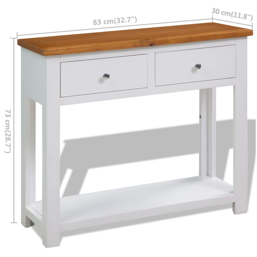 konsolbord 83 x 30 x 73 cm massivt egetræ