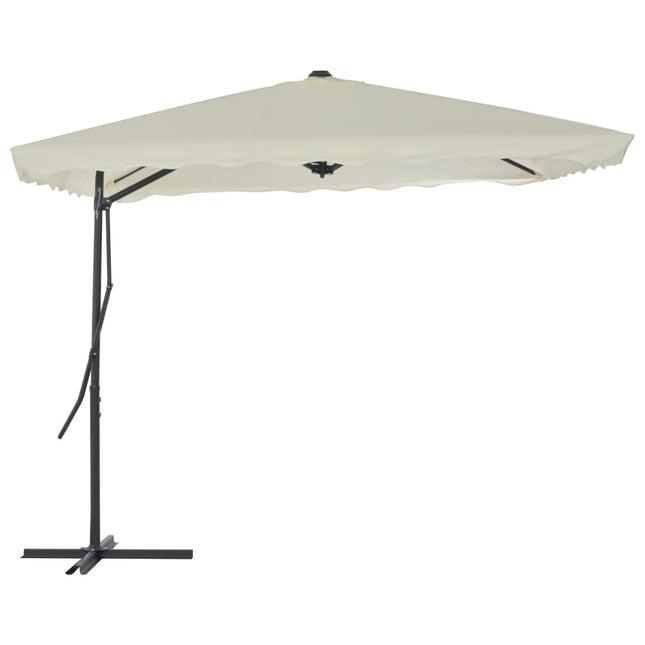parasol 250x250 cm stålstang sandfarvet