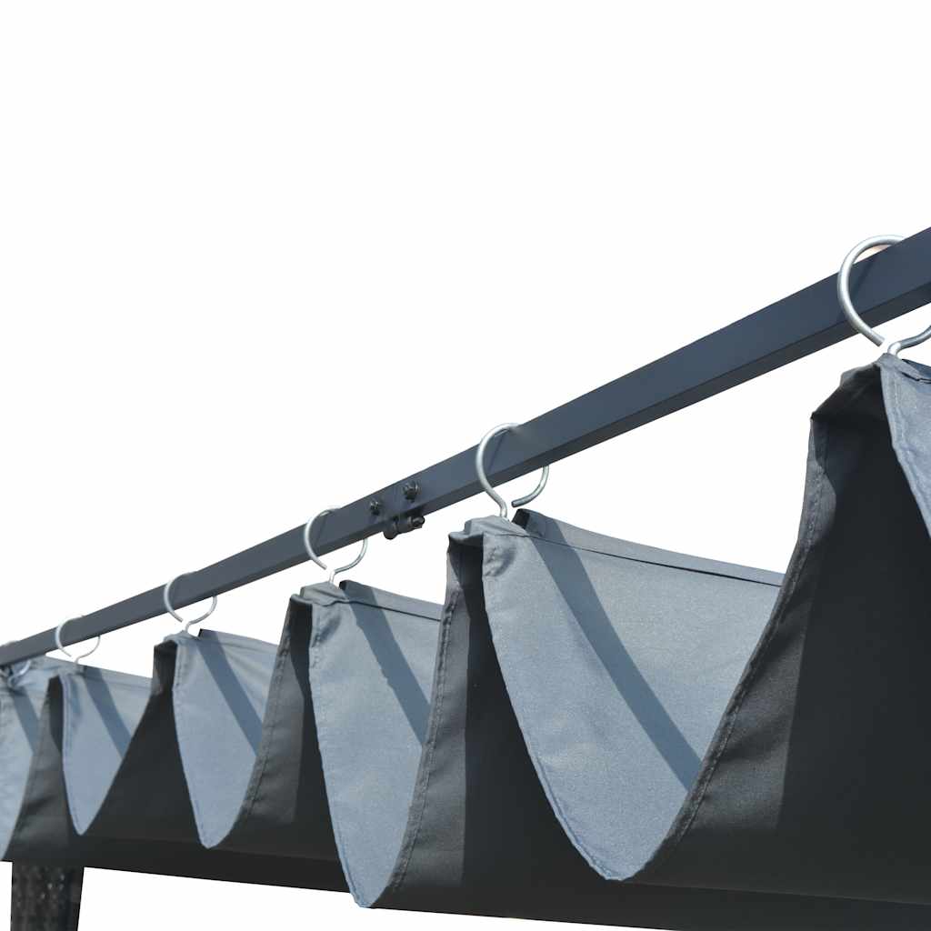 pavillon med tag polyrattan 300x300x220 cm grå antracitgrå