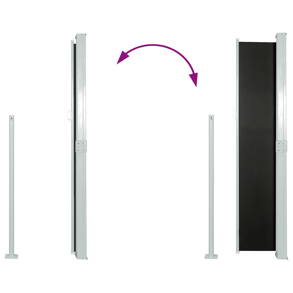 sammenrullelig sidemarkise 140x300 cm sort