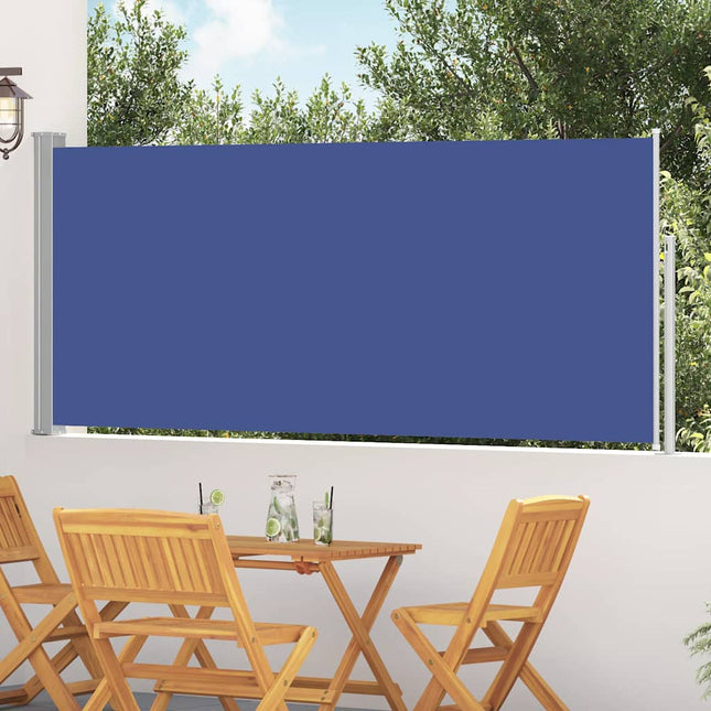 sammenrullelig sidemarkise 117x314 cm blå