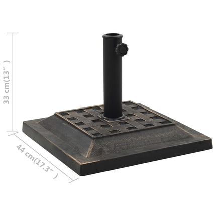 parasolfod bronzefarvet firkantet 12 kg polyresin