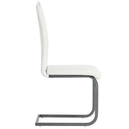 spisebordsstole med cantilever 6 stk. stof hvid