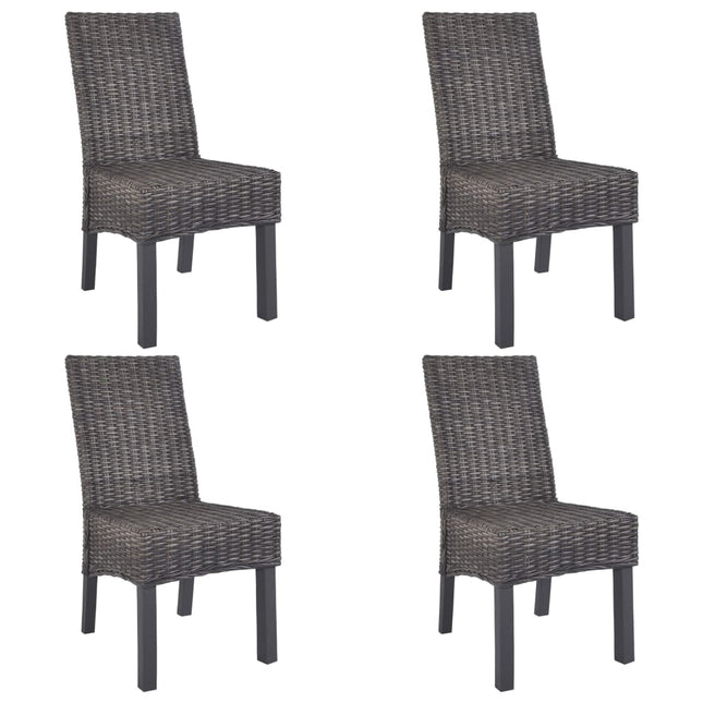 spisebordsstole 4 stk. kubu-rattan og mangotræ brun