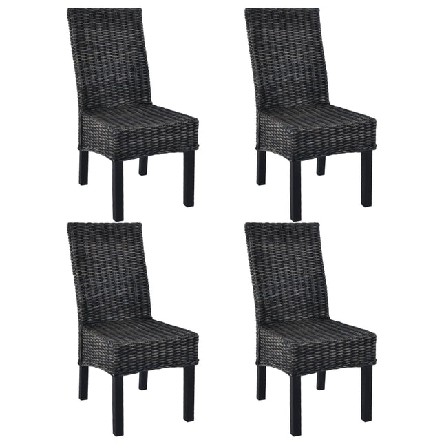 spisebordsstole 4 stk. kubu-rattan og mangotræ sort