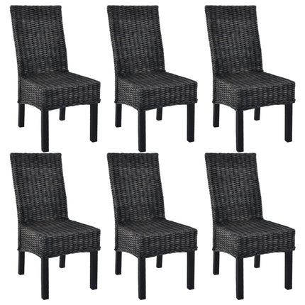 spisebordsstole 6 stk. kubu-rattan og mangotræ sort