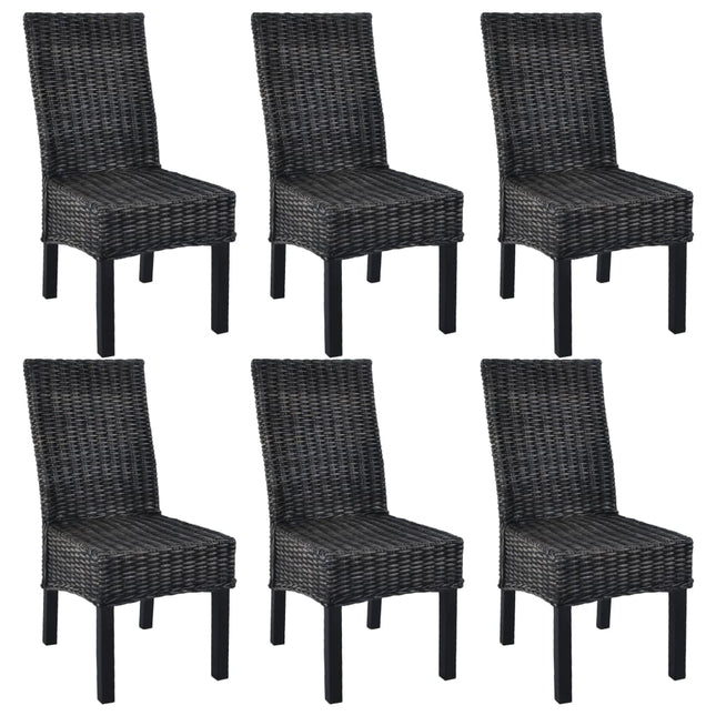 spisebordsstole 6 stk. kubu-rattan og mangotræ sort