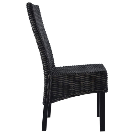 spisebordsstole 6 stk. kubu-rattan og mangotræ sort