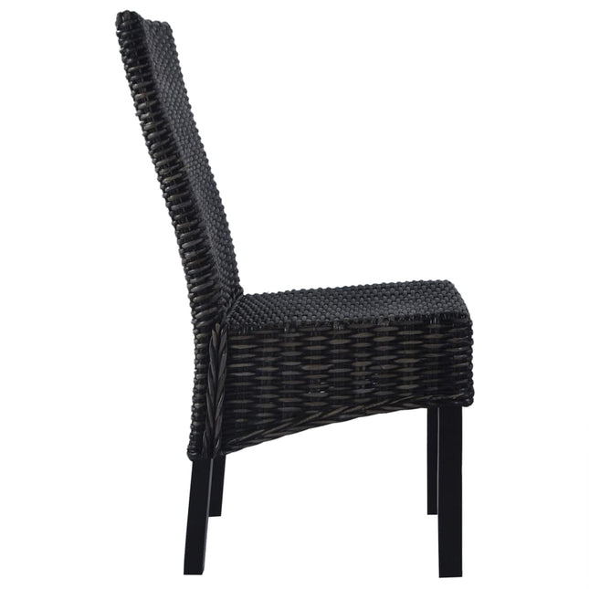spisebordsstole 6 stk. kubu-rattan og mangotræ sort