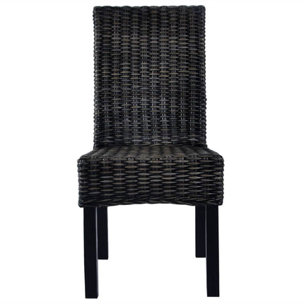 spisebordsstole 6 stk. kubu-rattan og mangotræ sort
