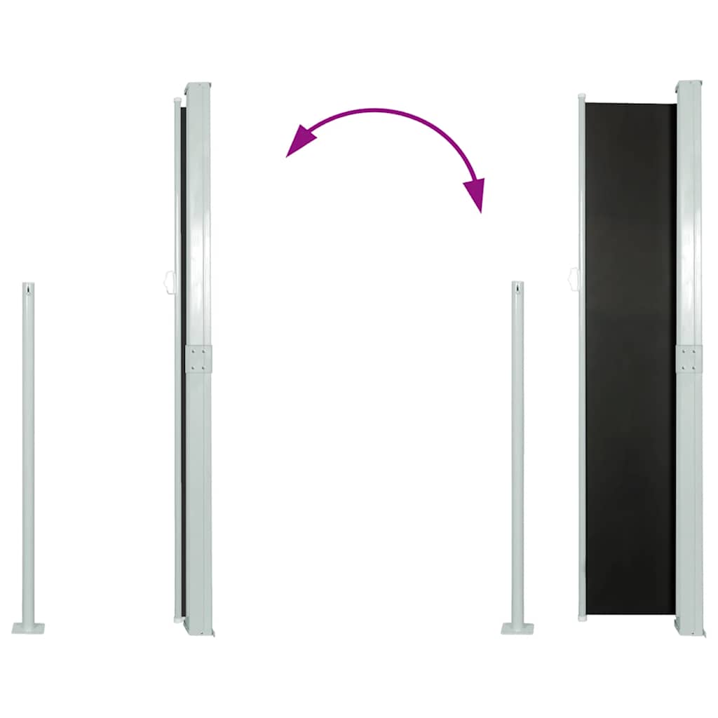 sammenrullelig sidemarkise 160 x 500 cm sort