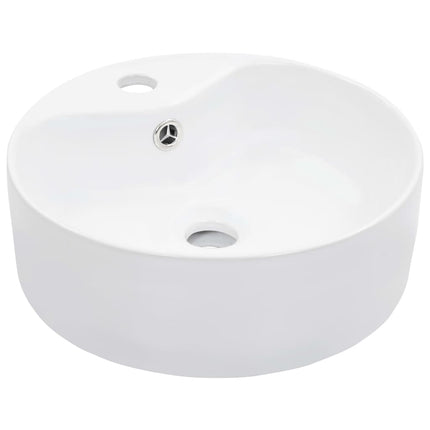 håndvask med overløb 36 x 13 cm keramik hvid