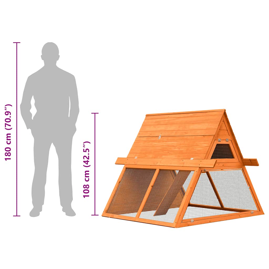 kaninbur 152x128x108 cm massivt fyrre- og grantræ