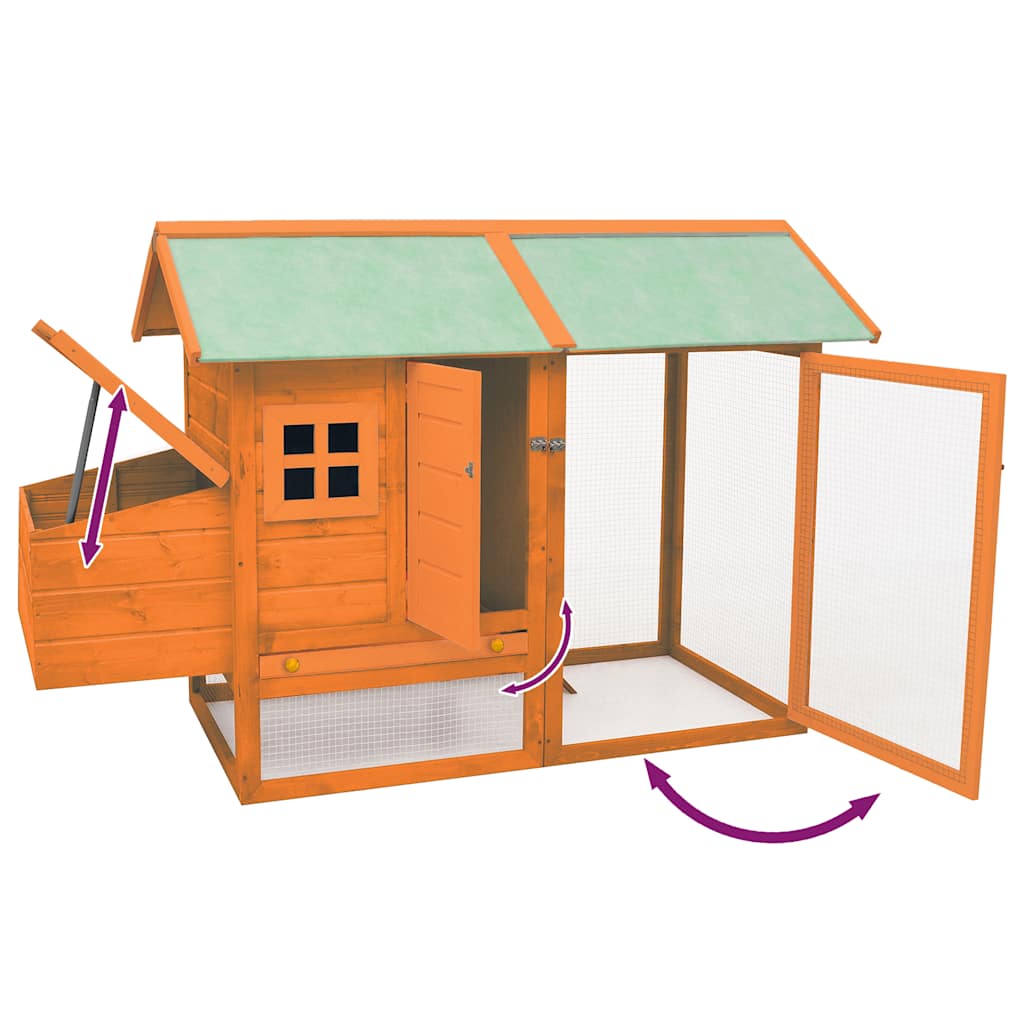 hønsehus 170x81x110 cm massivt fyrre- og grantræ