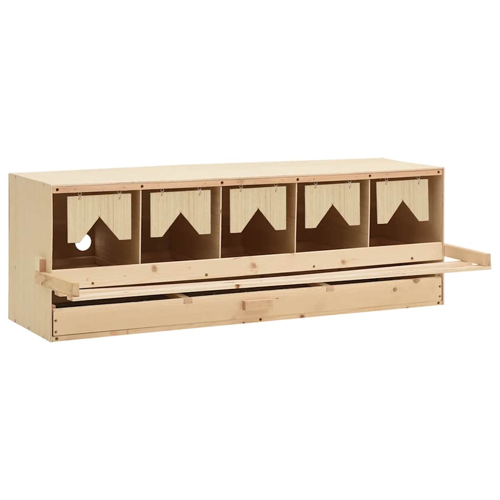 redekasse til høns med 5 rum 117x33x38 cm massivt fyrretræ