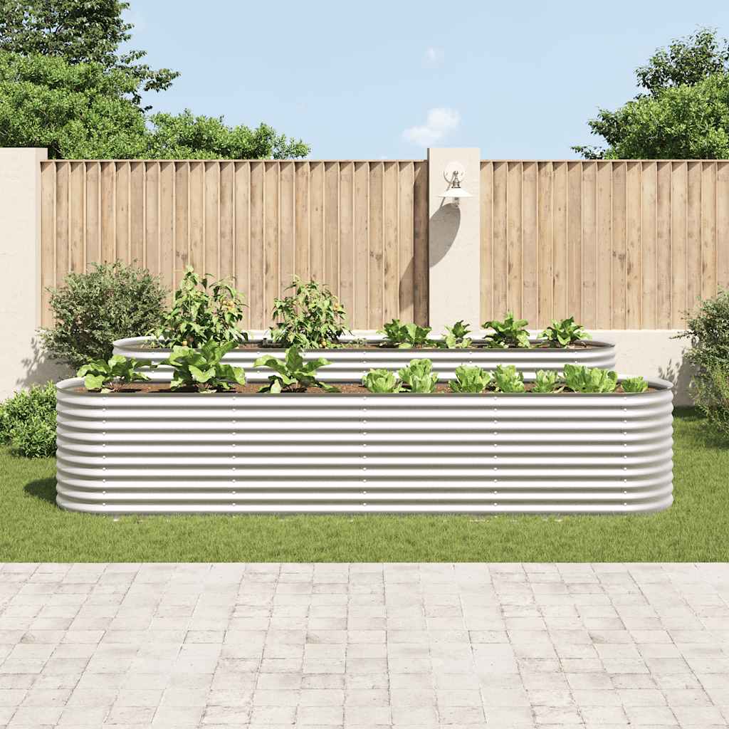 forhøjet plantekasse 400x80x81 cm galvaniseret stål sølvfarvet