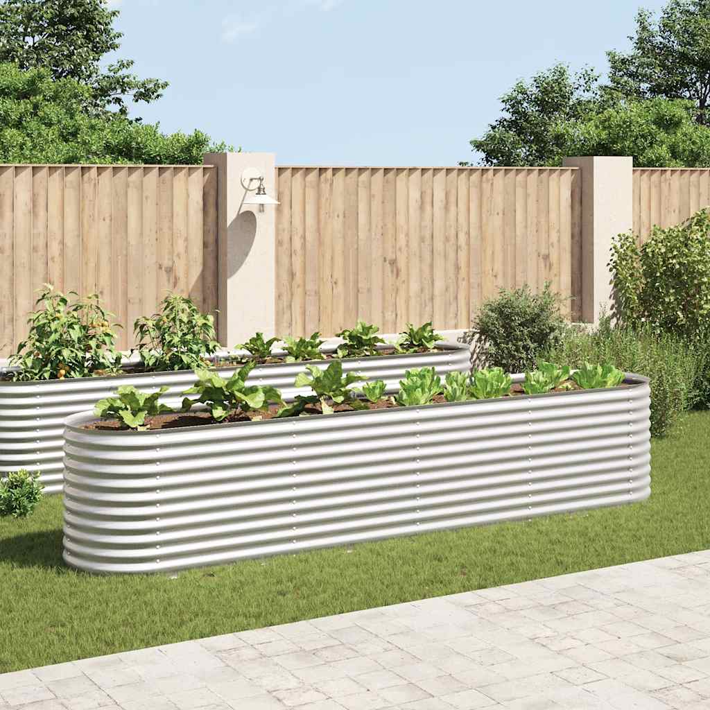 forhøjet plantekasse 400x80x81 cm galvaniseret stål sølvfarvet