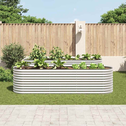 forhøjet plantekasse 320x80x81 cm galvaniseret stål sølvfarvet