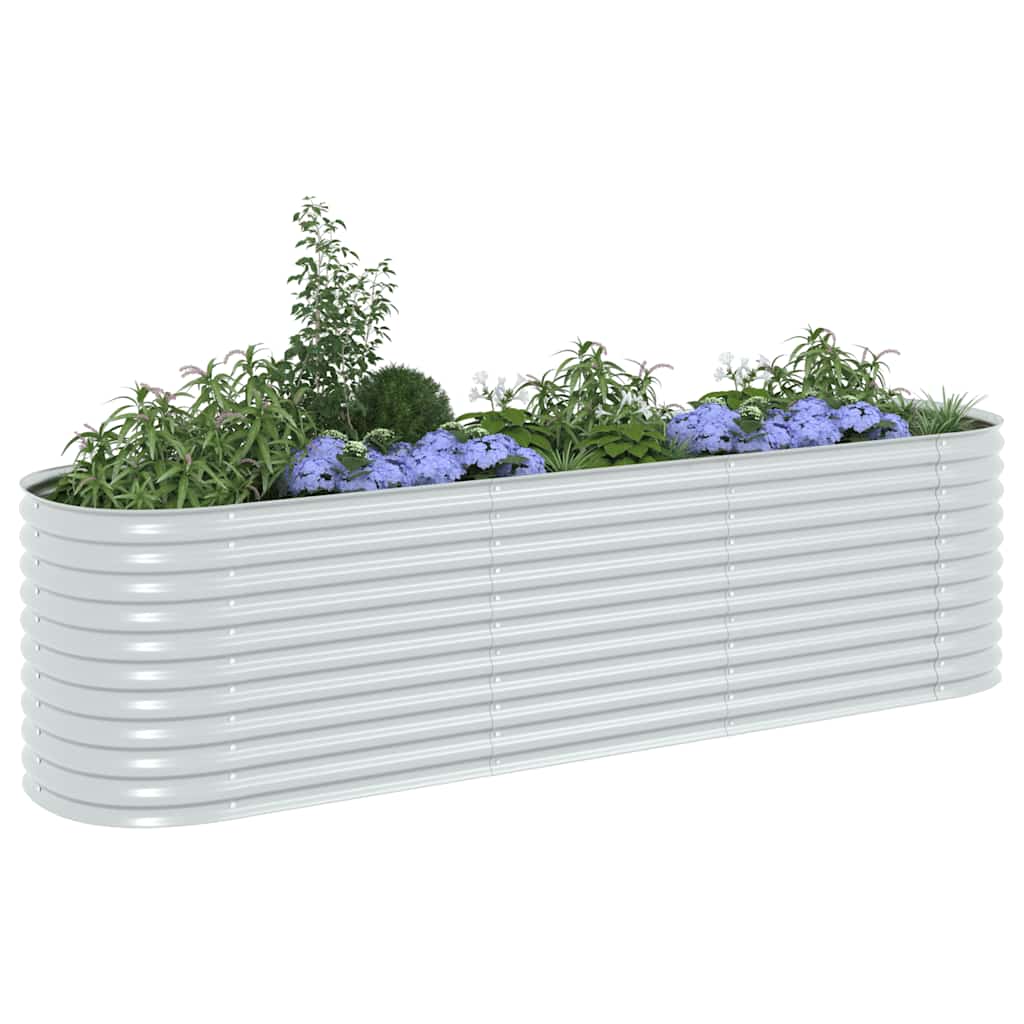 forhøjet plantekasse 320x80x81 cm galvaniseret stål sølvfarvet