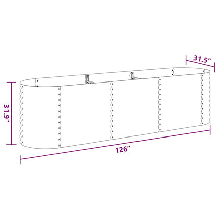 forhøjet plantekasse 320x80x81 cm galvaniseret stål sølvfarvet
