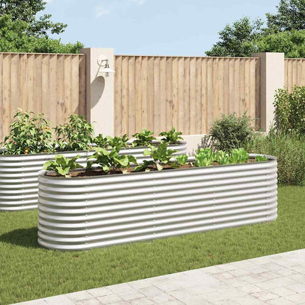 forhøjet plantekasse 320x80x81 cm galvaniseret stål sølvfarvet