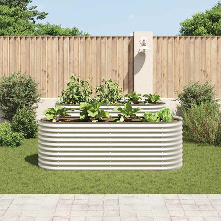 forhøjet plantekasse 240x80x81 cm galvaniseret stål sølvfarvet