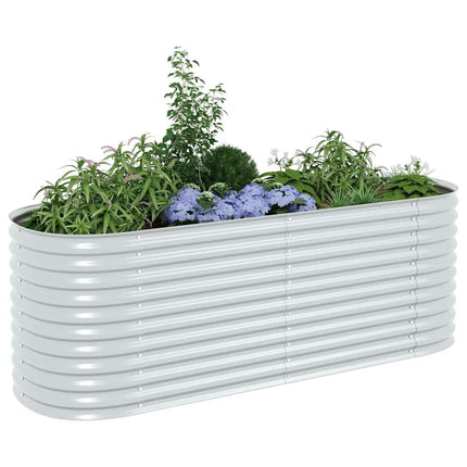 forhøjet plantekasse 240x80x81 cm galvaniseret stål sølvfarvet