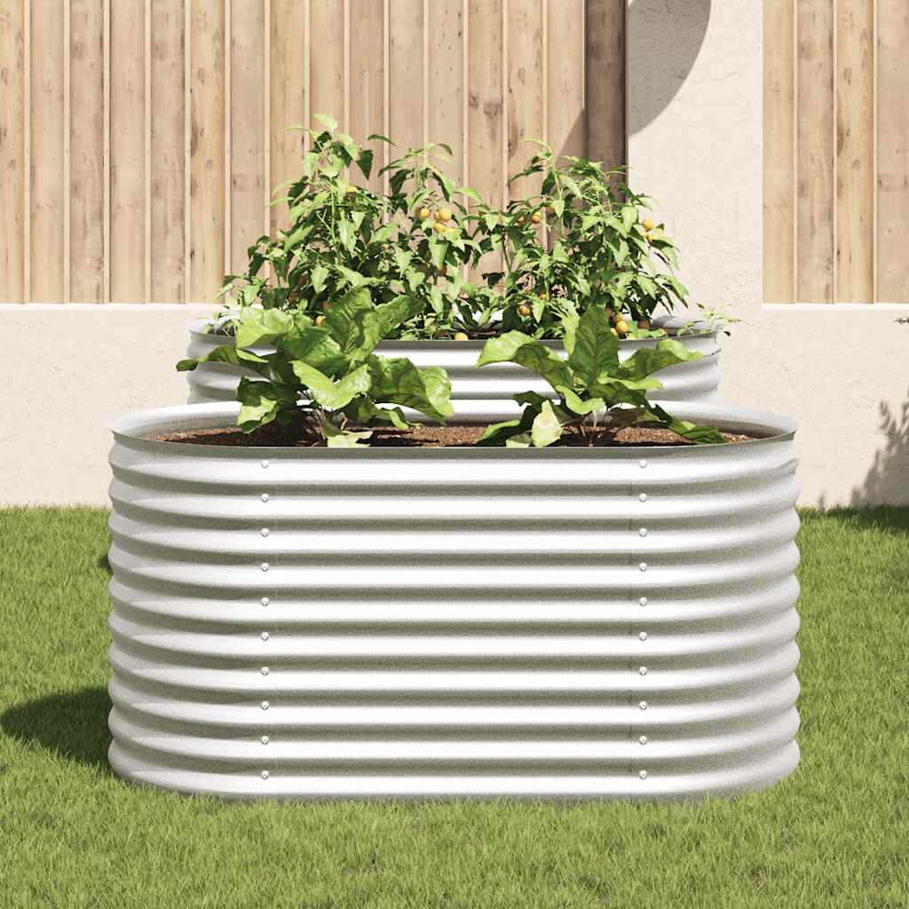 forhøjet plantekasse 160x80x81 cm galvaniseret stål sølvfarvet