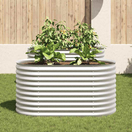forhøjet plantekasse 160x80x81 cm galvaniseret stål sølvfarvet