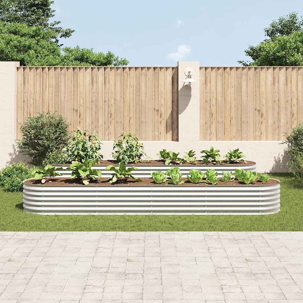 forhøjet plantekasse 400x80x44 cm galvaniseret stål sølvfarvet