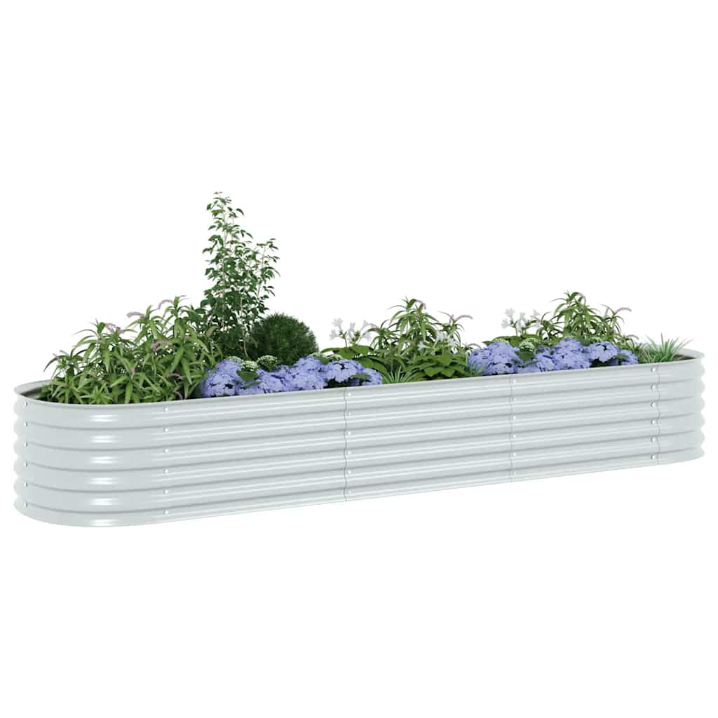 forhøjet plantekasse 320x80x44 cm galvaniseret stål sølvfarvet