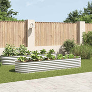 forhøjet plantekasse 320x80x44 cm galvaniseret stål sølvfarvet