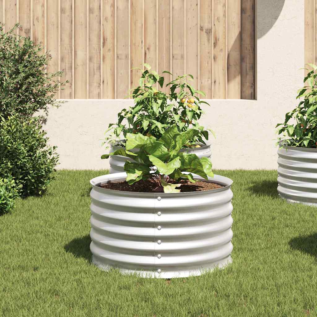 forhøjet plantekasse 80x80x44 cm galvaniseret stål sølvfarvet