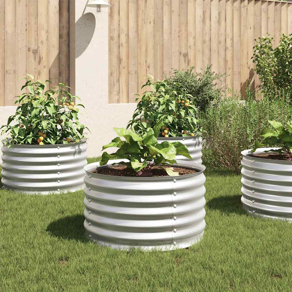 forhøjet plantekasse 80x80x44 cm galvaniseret stål sølvfarvet
