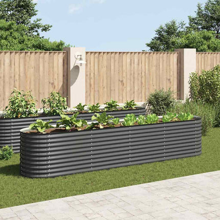 forhøjet plantekasse 400x80x81 cm galvaniseret stål grå