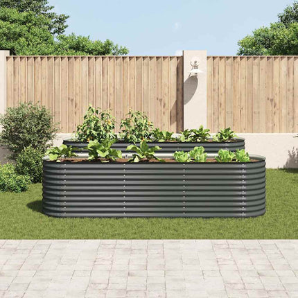 forhøjet plantekasse 320x80x81 cm galvaniseret stål grå