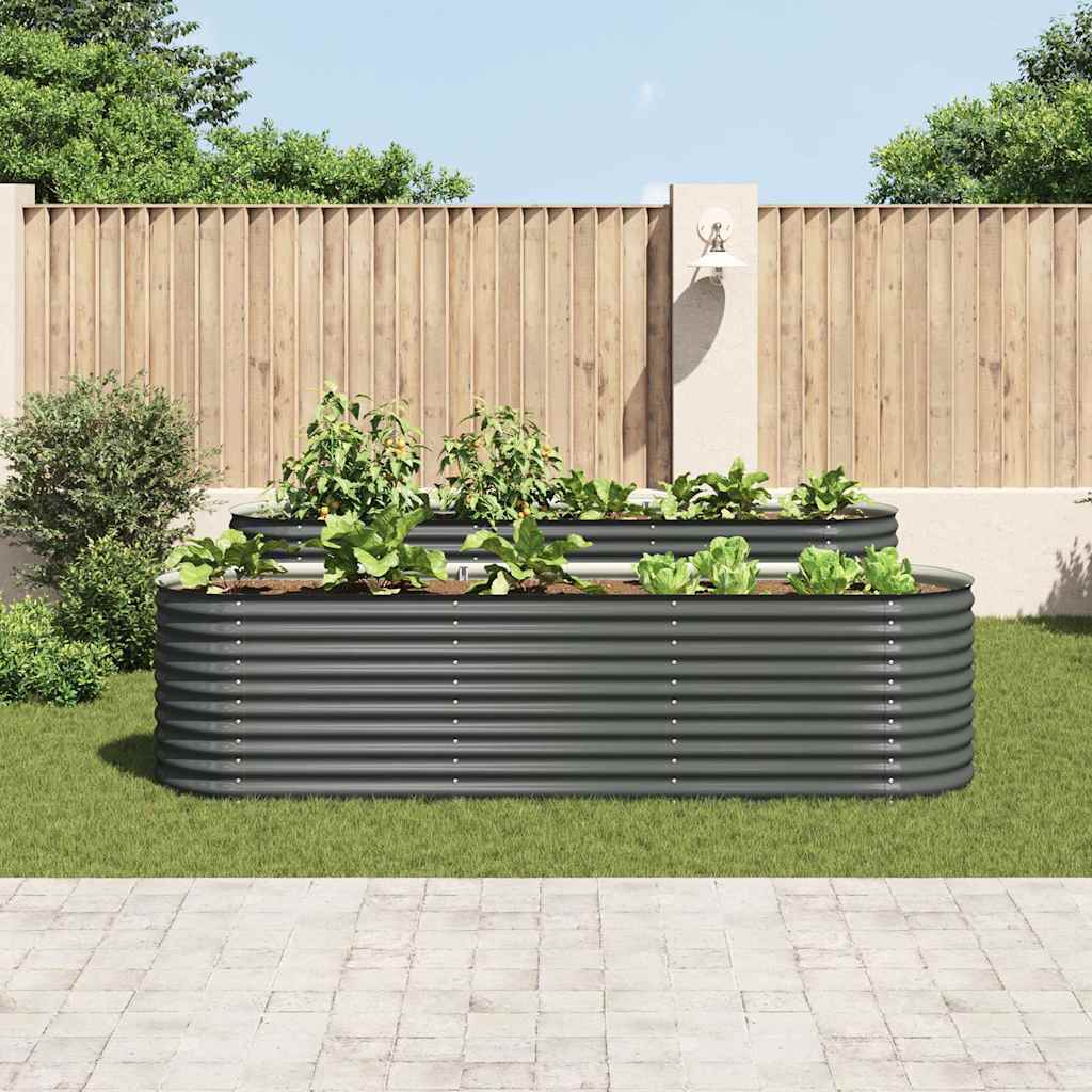 forhøjet plantekasse 320x80x81 cm galvaniseret stål grå