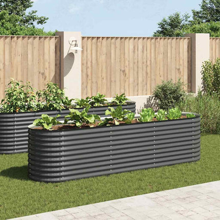 forhøjet plantekasse 320x80x81 cm galvaniseret stål grå