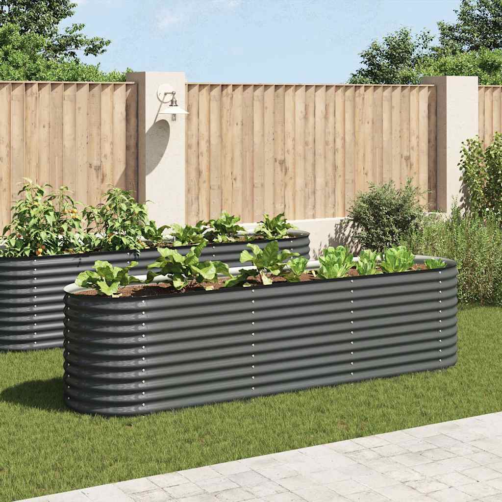 forhøjet plantekasse 320x80x81 cm galvaniseret stål grå