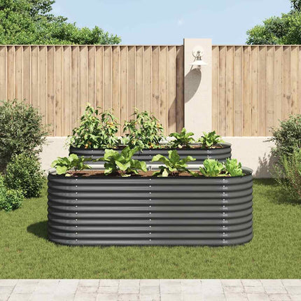 forhøjet plantekasse 240x80x81 cm galvaniseret stål grå