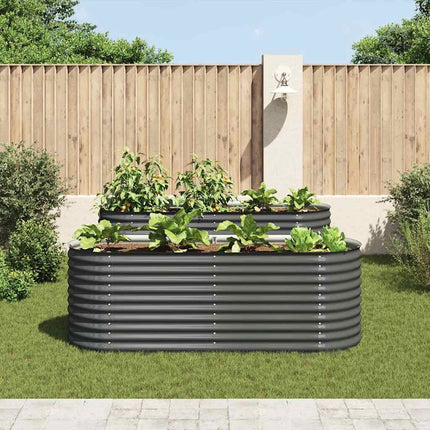 forhøjet plantekasse 240x80x81 cm galvaniseret stål grå
