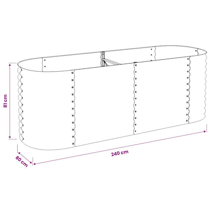 forhøjet plantekasse 240x80x81 cm galvaniseret stål grå
