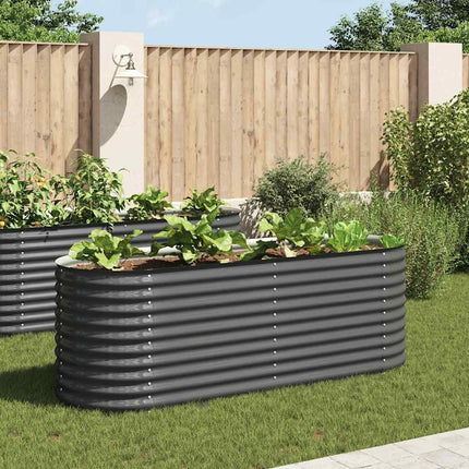 forhøjet plantekasse 240x80x81 cm galvaniseret stål grå