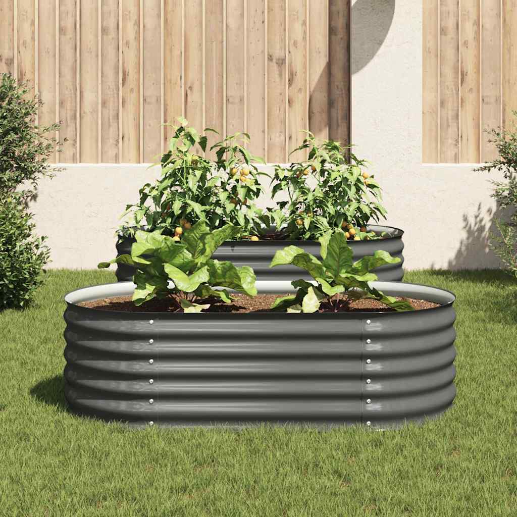 forhøjet plantekasse 160x80x44 cm galvaniseret stål grå