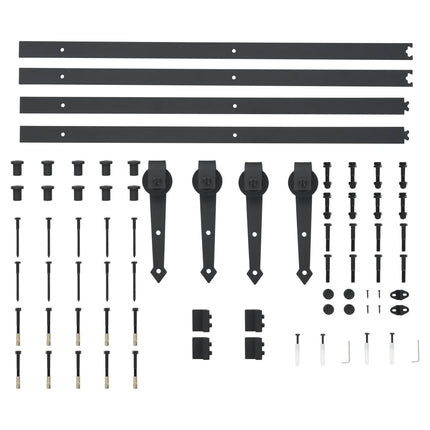 hardwarekit til skydedør 2 x 183 cm stål sort