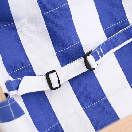 babygynge med sikkerhedssele bomuld træ blå